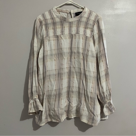 Lane Bryant Tops - Lane Bryant Pink Plaid Blouse Size 16 elastic wrist